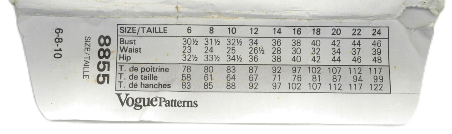 Vogue 8855 Misses Tunic Sewing Pattern UNCUT Size 6 8 10