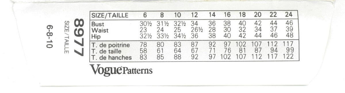 Vogue 8977 Misses / Misses Petite Dress Top and Skirt Sewing Pattern UNCUT Size 6 8 10