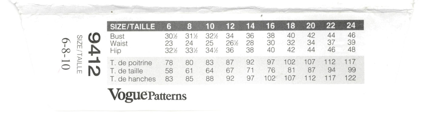 Vogue 9412 Misses / Miss Petite Top and Vest Sewing Pattern - UNCUT - Size 6 8 10