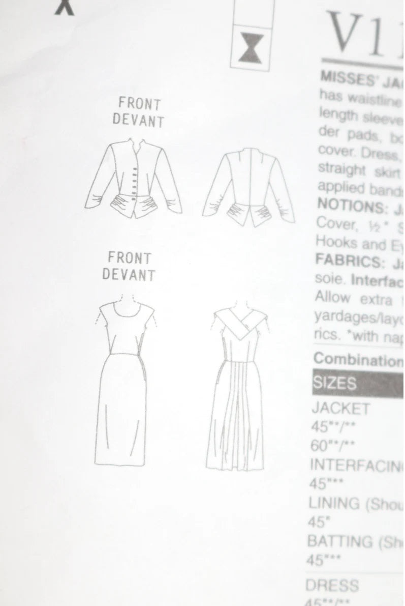 40s Vogue 1136 Misses Jacket and Dress Reproduction Sewing Pattern  - UNCUT - Size  8 10 12 14