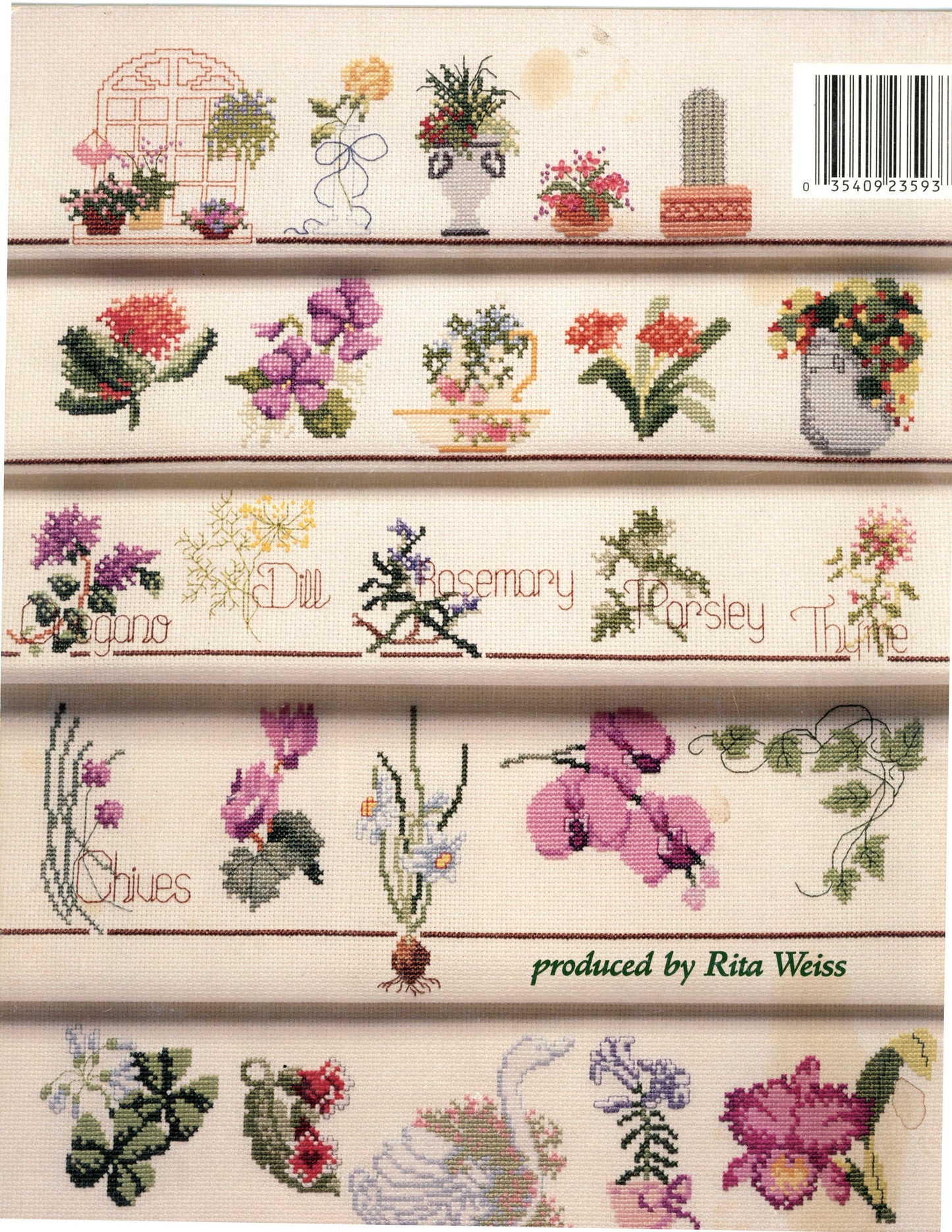 50 House Plant Designs Cross Stitch Pattern Booklet - American School of Needlework