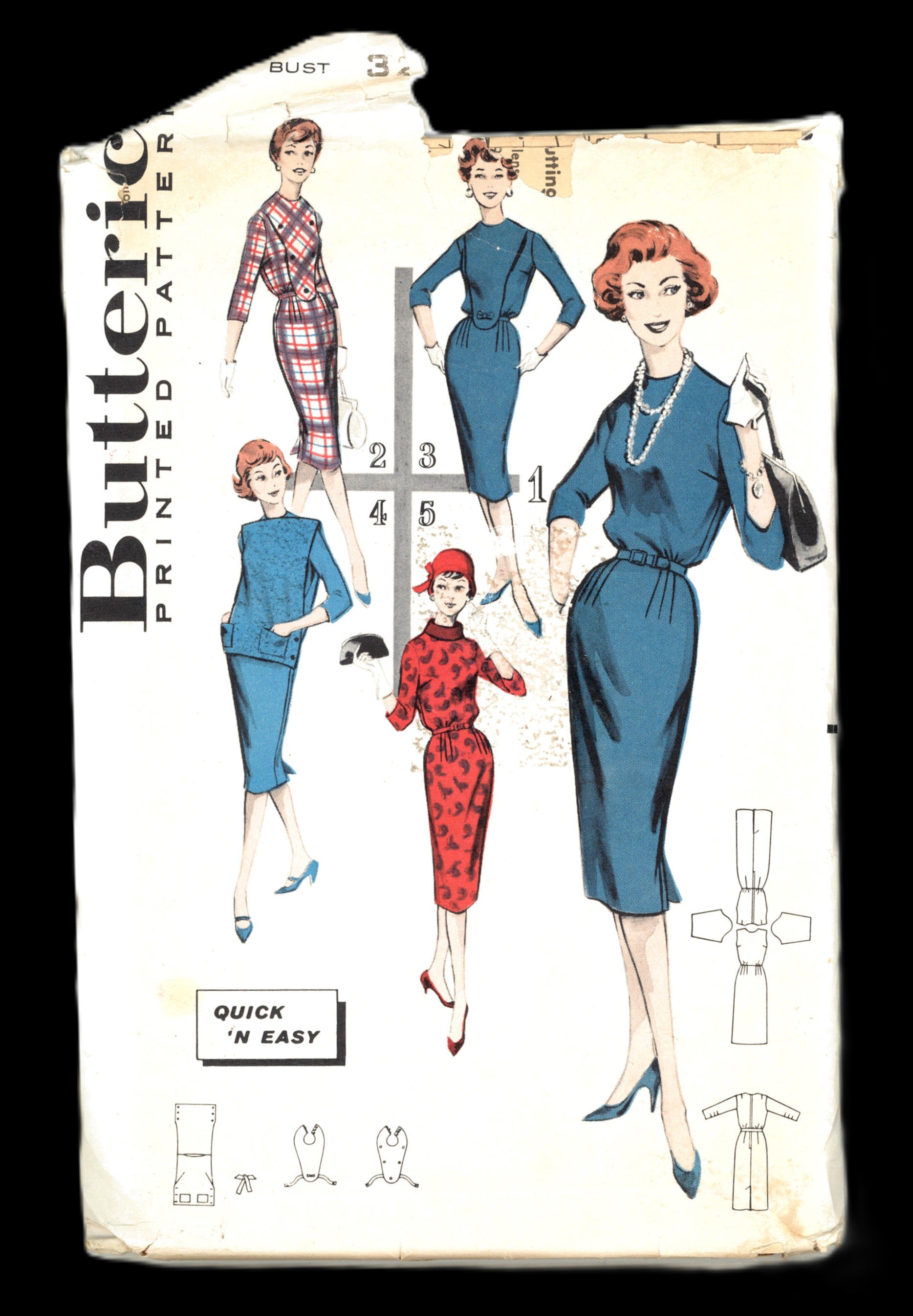 50s Butterick 8770 Misses Quick n Easy Accessory Dress Sewing Pattern - UNCUT - Size 12 Bust 32