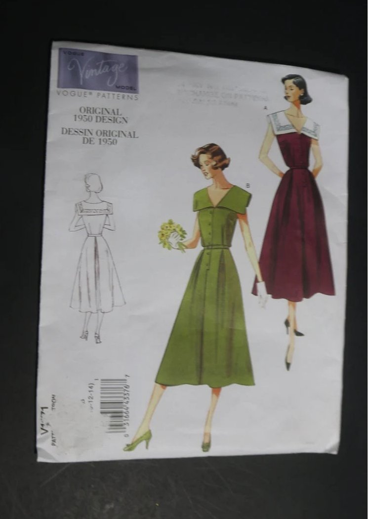 50s Vogue 1171 Misses Dress and Belt Reproduction Sewing Pattern  - UNCUT - Size  8 10 12 14