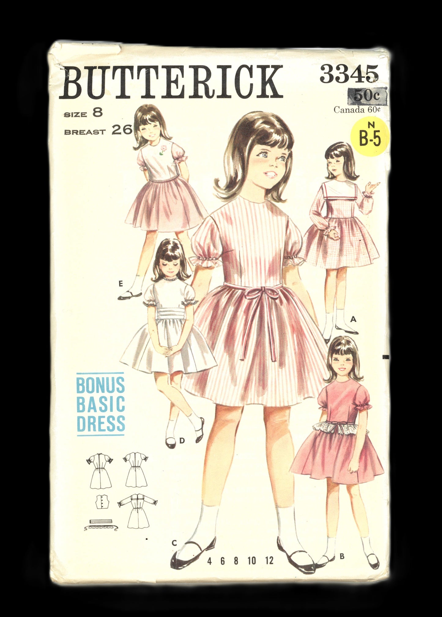 60s Butterick 3345 Bonus Basic Dress Jacket Peplum cummerbund Sewing Pattern - UNCUT Size 8  Breast 26