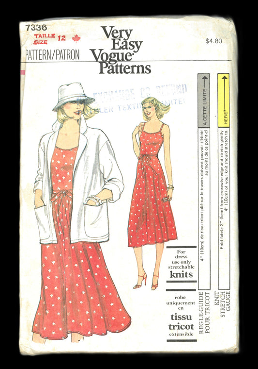 Vogue 7336 Misses jacket and Dress Sewing Pattern - UNCUT - Size 12