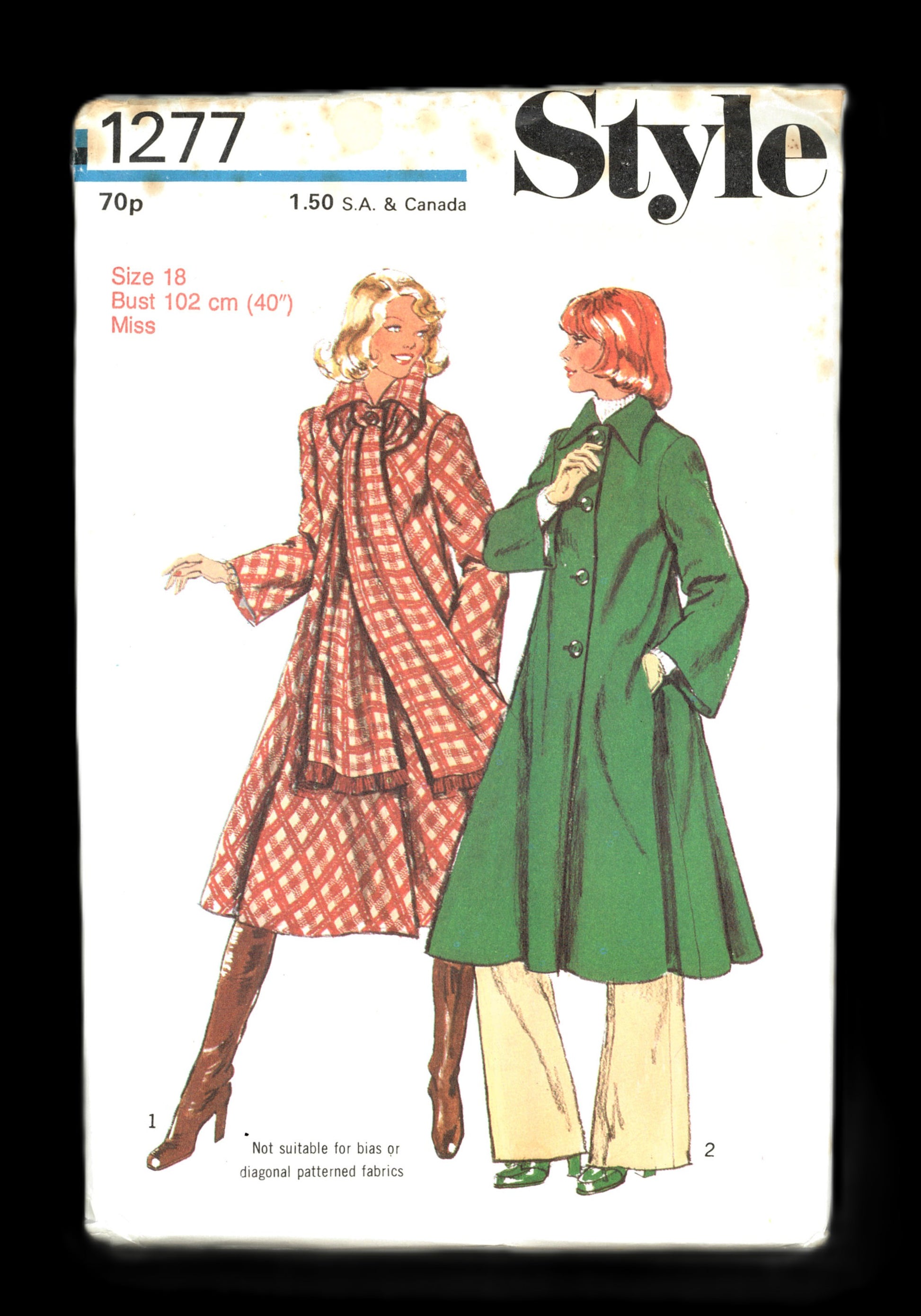 70s 1277 Style Misses Coat and Scarf Sewing Pattern - UNCUT Size 8 or Size 10 or Size 14 or Size 16 or Size 18