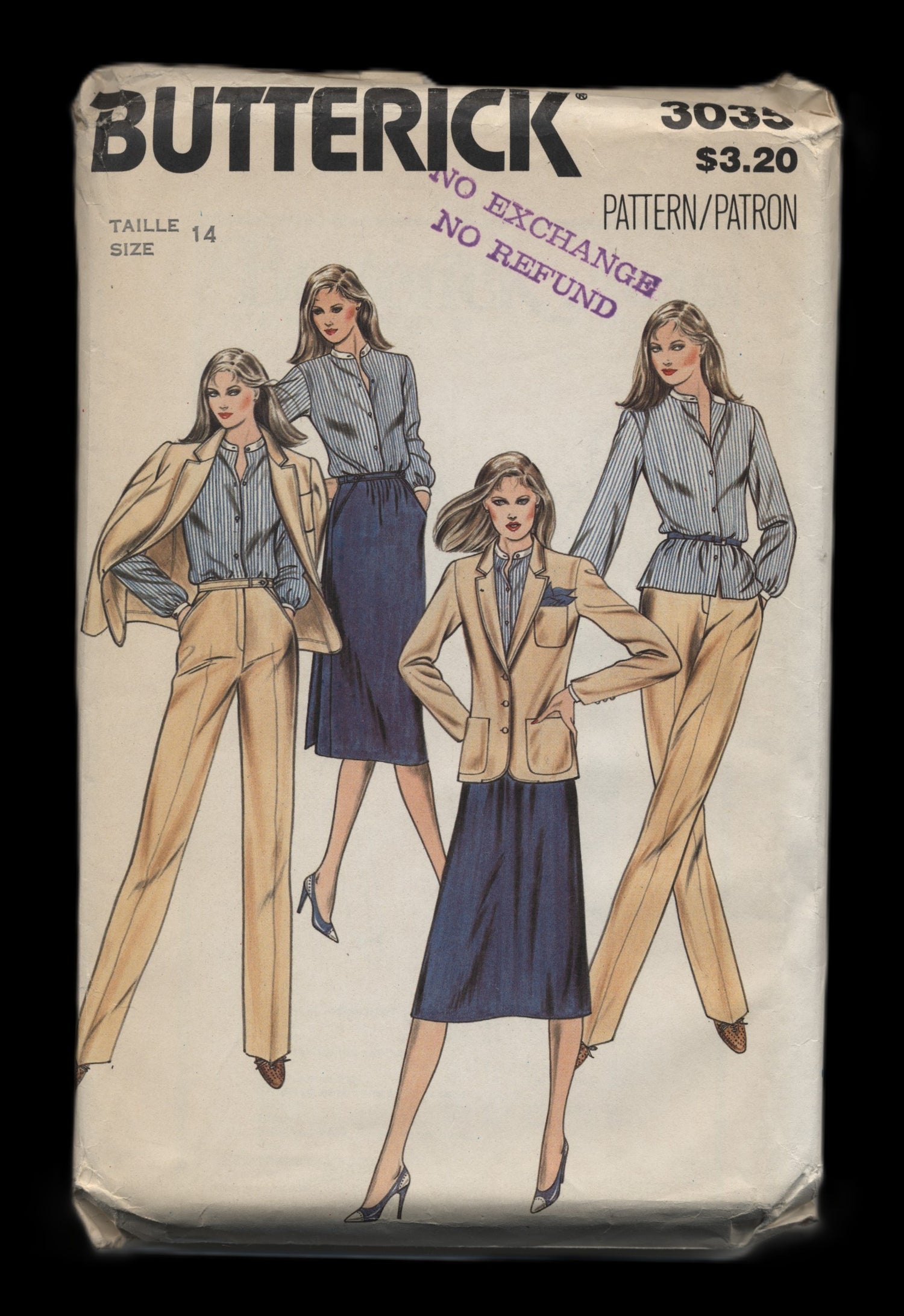 70s Butterick 3035 Misses Jacket Blouse (wrap) Skirt and Pants Sewing Pattern