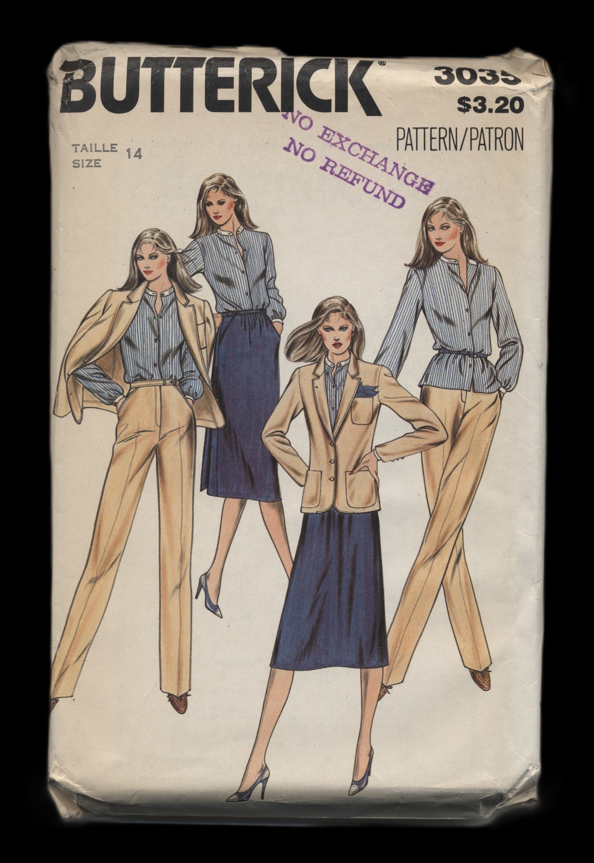 70s Butterick 3035 Misses Jacket Blouse (wrap) Skirt and Pants Sewing Pattern