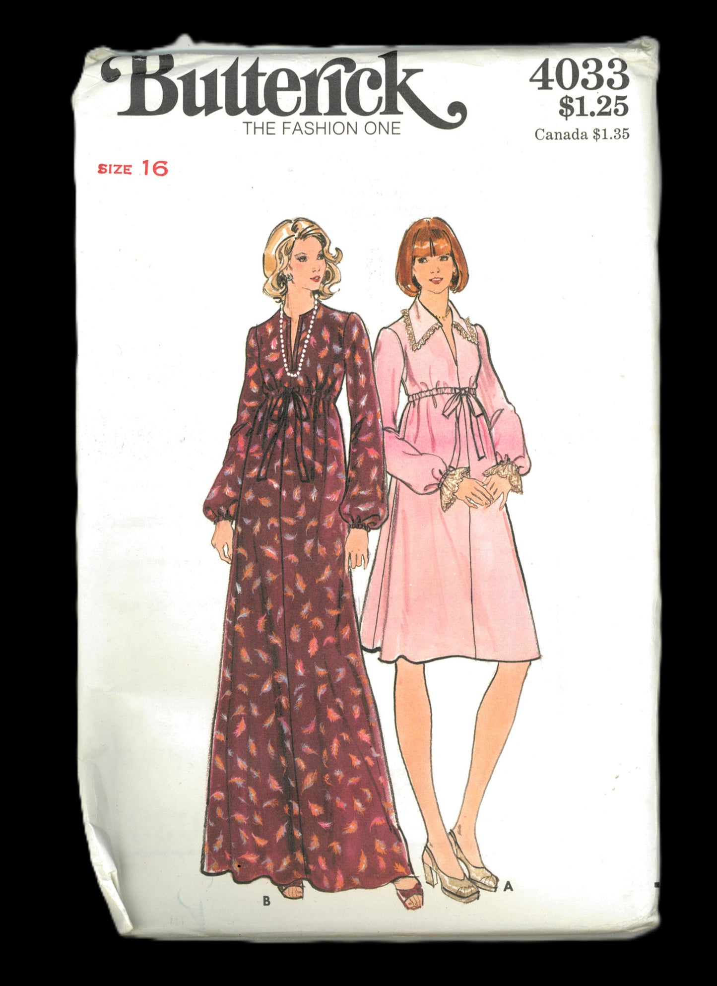 70s Butterick 4033 Misses Maternity Dress Sewing Pattern UNCUT Size 16