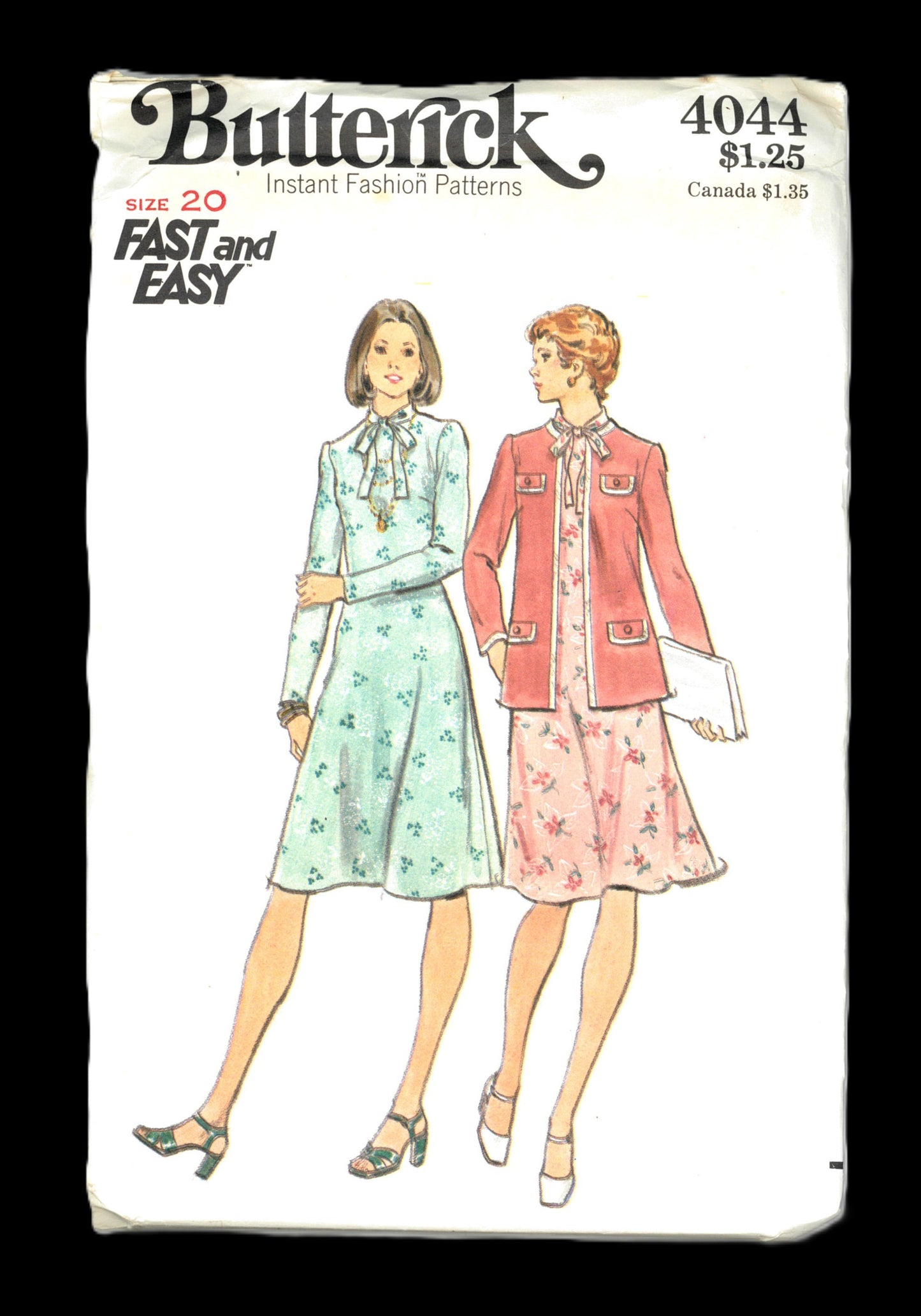 70s Butterick 4044 Misses Jacket and Dress Sewing Pattern UNCUT Size 20