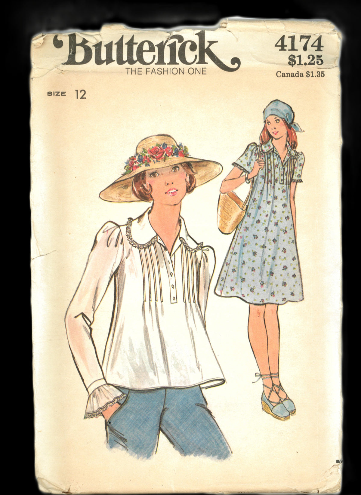 70s Butterick 4174 Misses Dress or Top Sewing Pattern UNCUT  Size 12