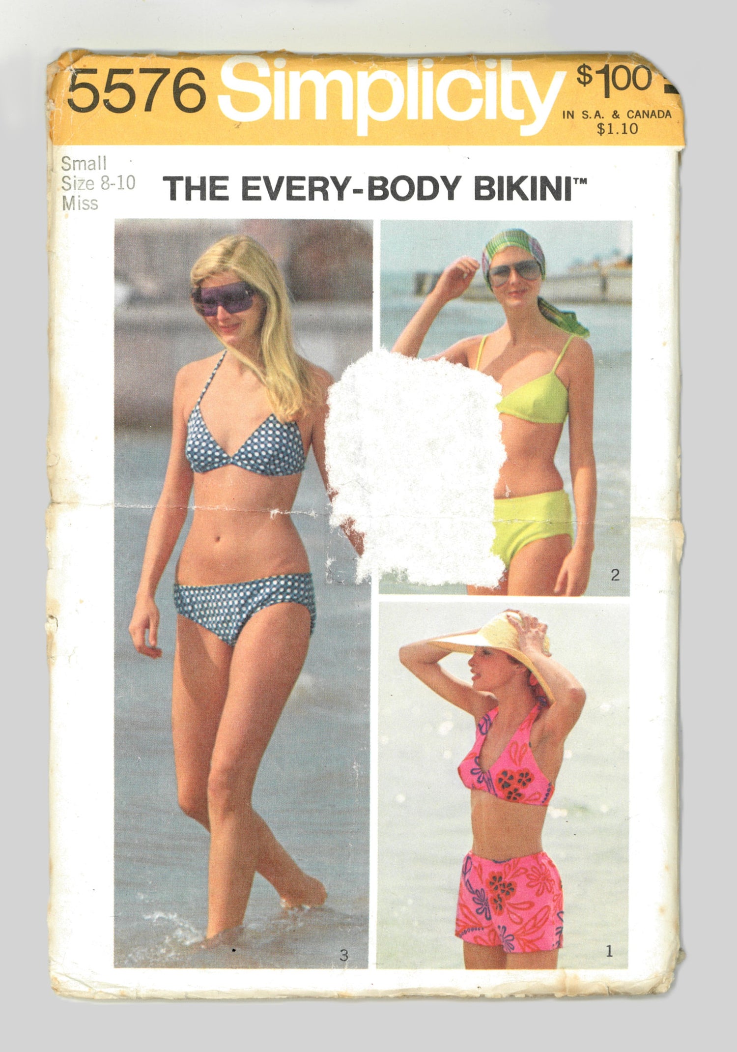 70s Simplicity 5576 Misses Set of Bikinis Sewing Pattern  UNCUT Size Small ( 8 - 10 )