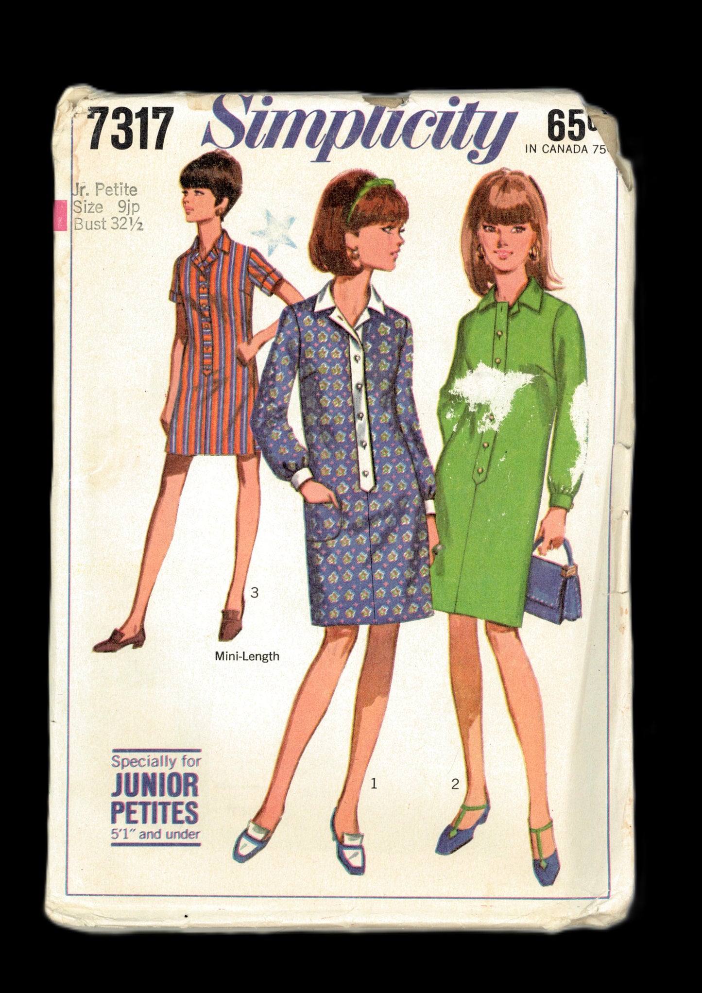 70s Simplicity 7317 Junior Petite Step in Dress in Two Lengths and Shorts Sewing Pattern UNCUT  Size 9 JP Bust 32 1/2