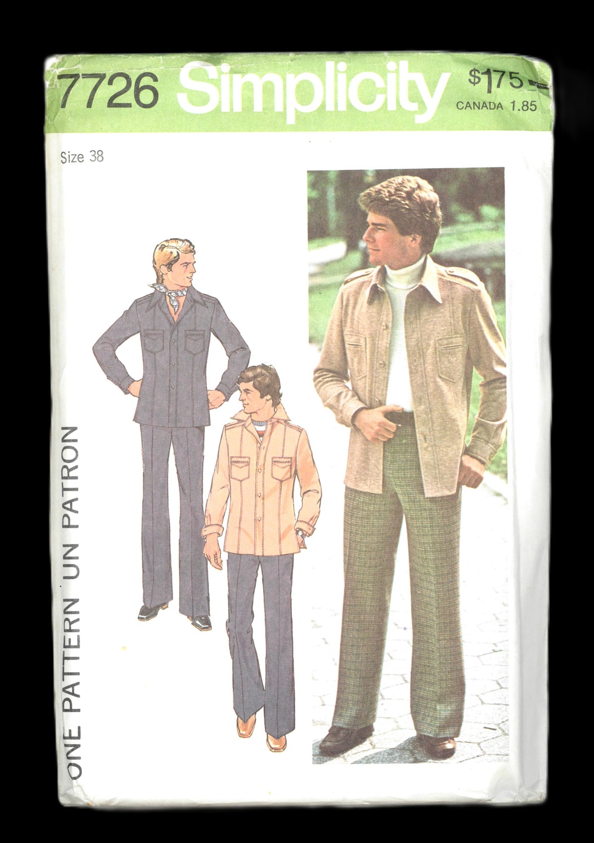 70s Simplicity 7726 Mens Unlined Jacket and Pants Sewing Pattern - UNCUT Size 38 or Size 44 