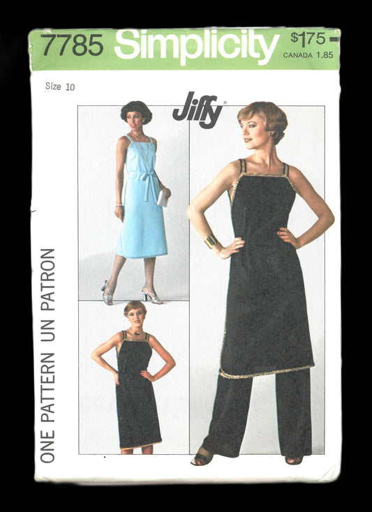 70s Simplicity 7785 Misses Jiffy Wrap Dress or Tunic and Pants Sewing Pattern UNCUT Size 10