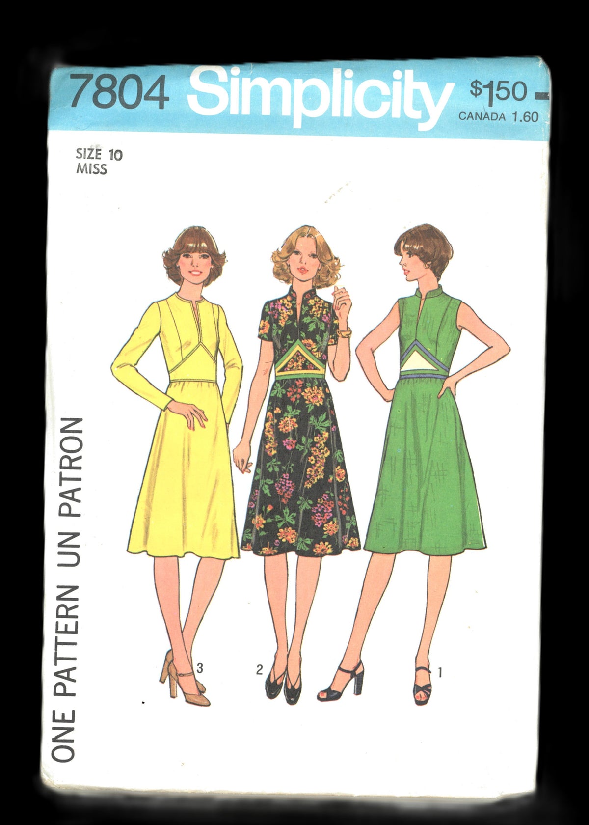 70s Simplicity 7804 Misses Dress Sewing Pattern UNCUT Size 10