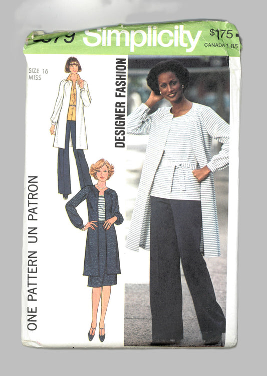 70s Simplicity 7879  Misses Skirt Pants Pullover Top and Tunic Sewing Pattern  UNCUT Size 10 or Size 16