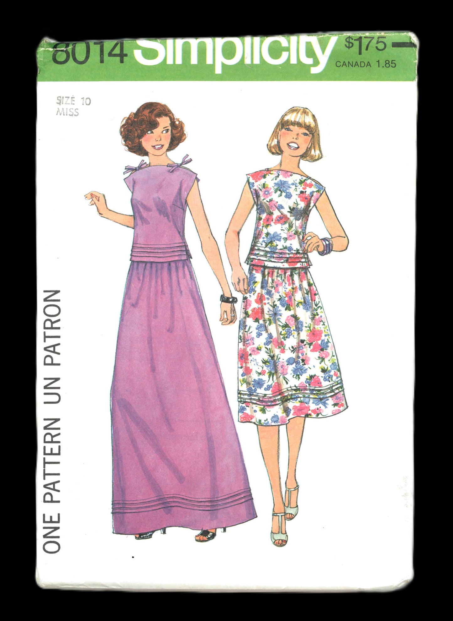 70s Simplicity 8014 Misses Two Piece Dress Sewing Pattern UNCUT Size 10 or Size 12