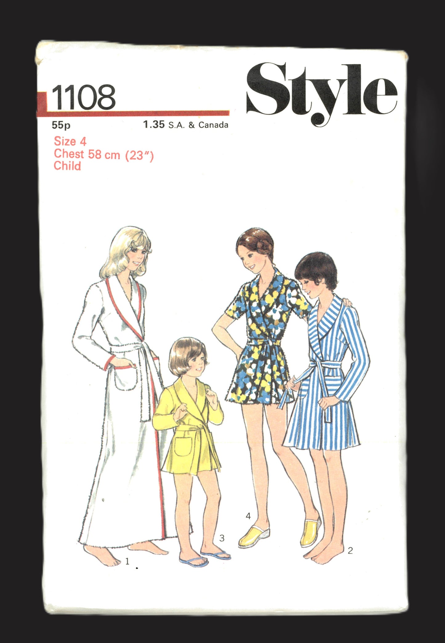 70s Style 1108 Girls Robe in Three Lengths Sewing Pattern UNCUT Size 4 or Size 6 or Size 8 or Size 10 or Size 12 or Size 14
