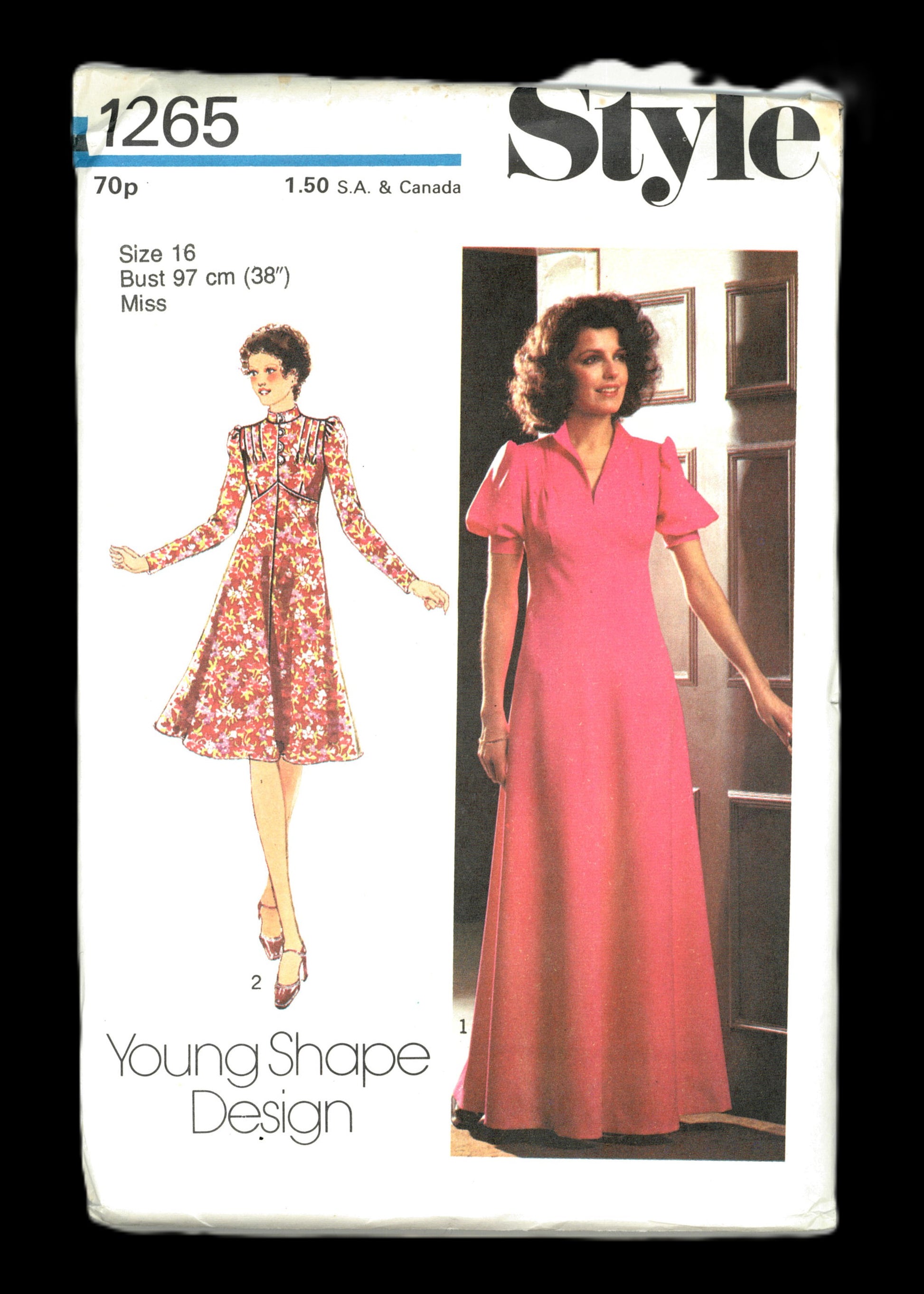 70s Style 1265 Misses Dress in Two Lengths Sewing Pattern - UNCUT - Size 16 bust 38"
