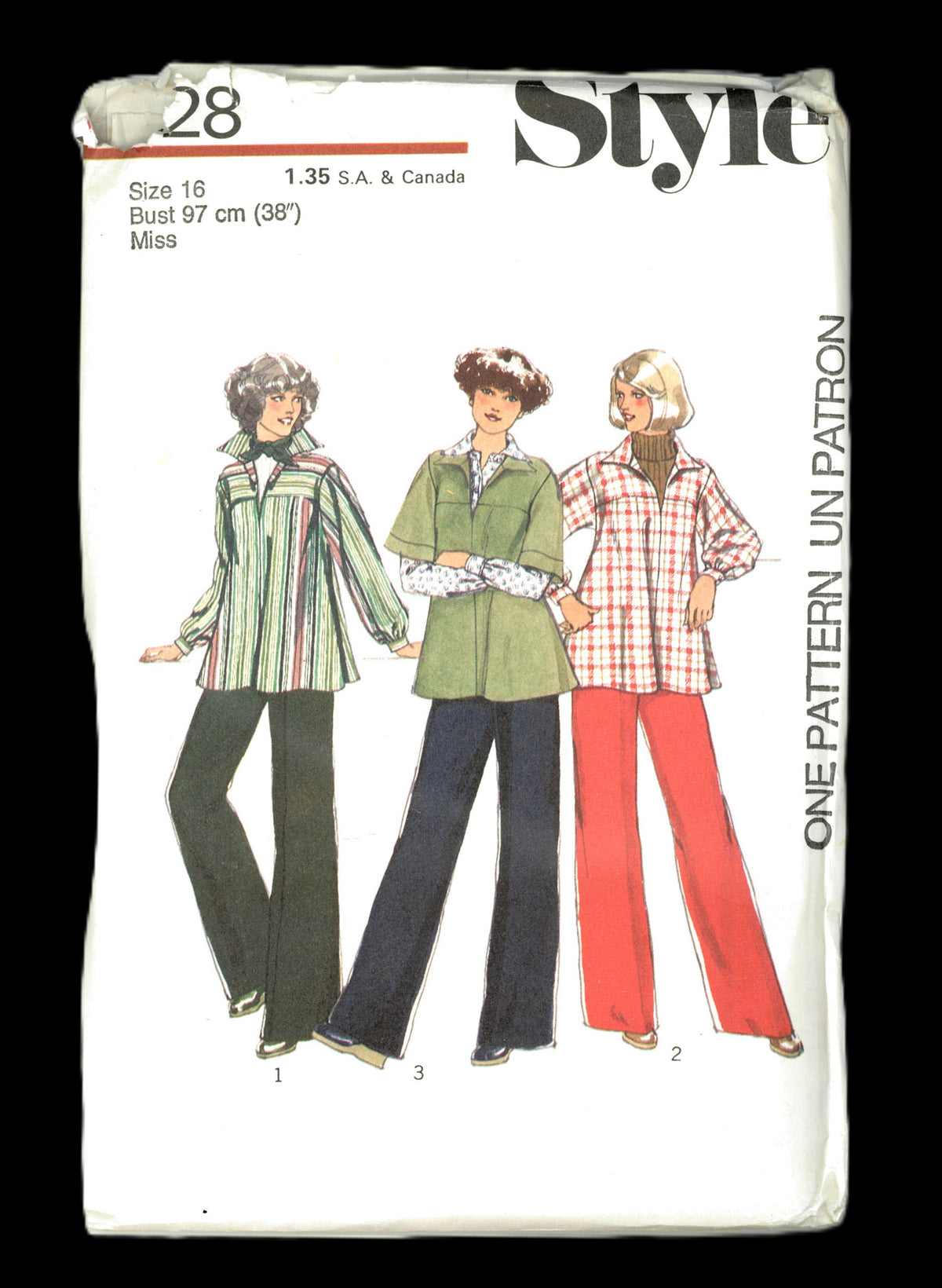 70s Style 1428 Misses Top and Trousers Sewing Pattern UNCUT  Size 16