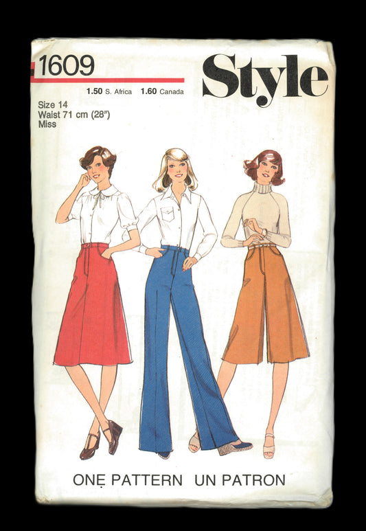 70s Style 1609 Misses Skirt Culottes and Trousers Sewing Pattern UNCUT Size 14 or Size 16
