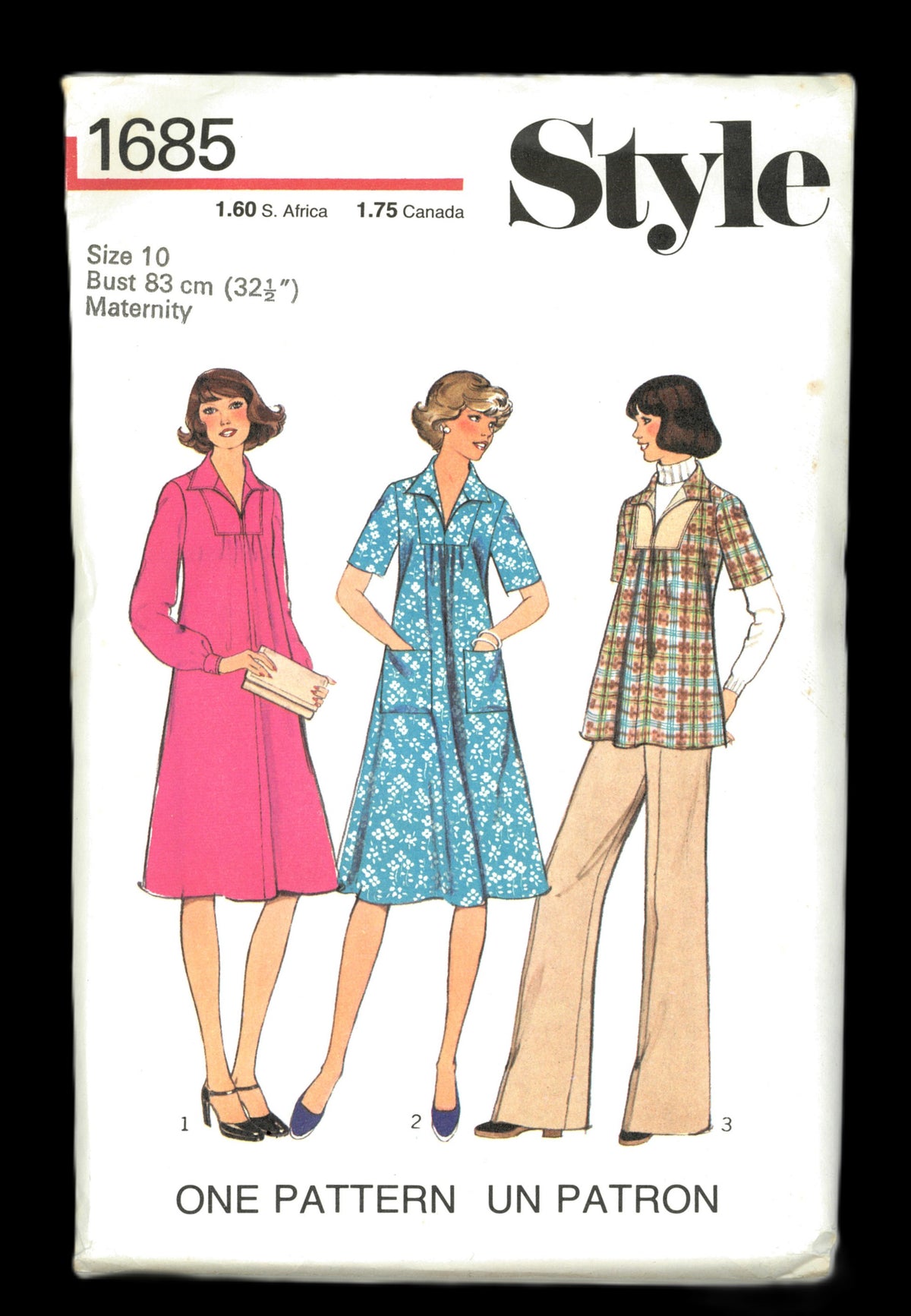 70s Style 1685 Misses Maternity Dress or Top and Trousers Sewing Pattern UNCUT Size 10 or Size 12 or Size 14 or Size 16