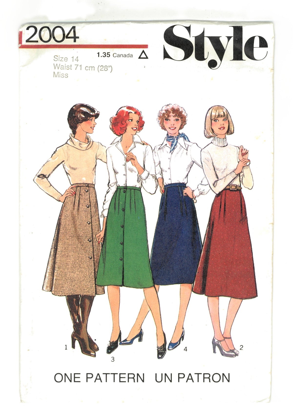 70s Style 2004  Misses Skirt in Two Lengths Sewing Pattern UNCUT Size 14