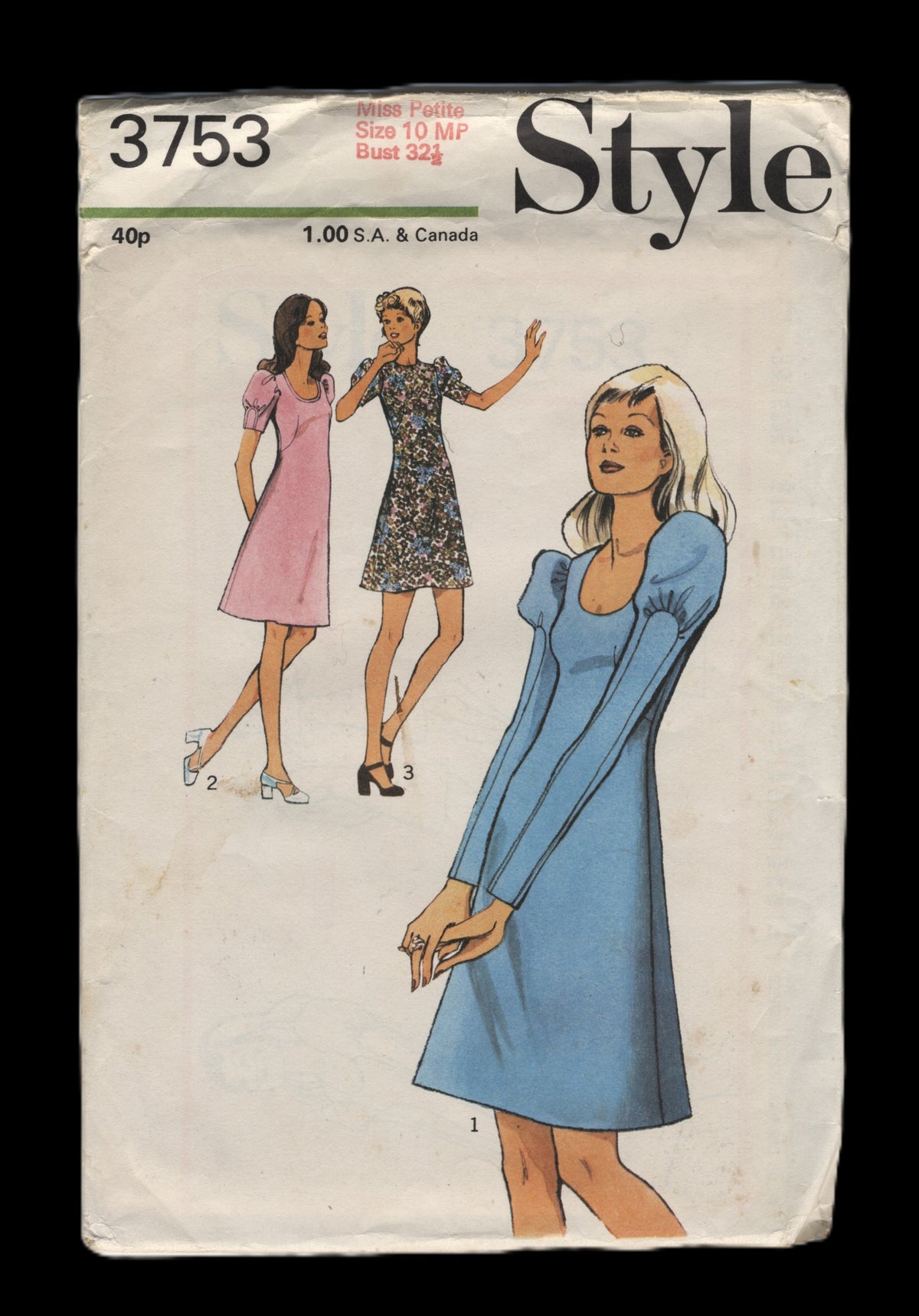 70s Style 3753 Miss Petites Dress in Two Lengths Sewing Pattern - UNCUT - Size 10Mp Bust 32 1/2"