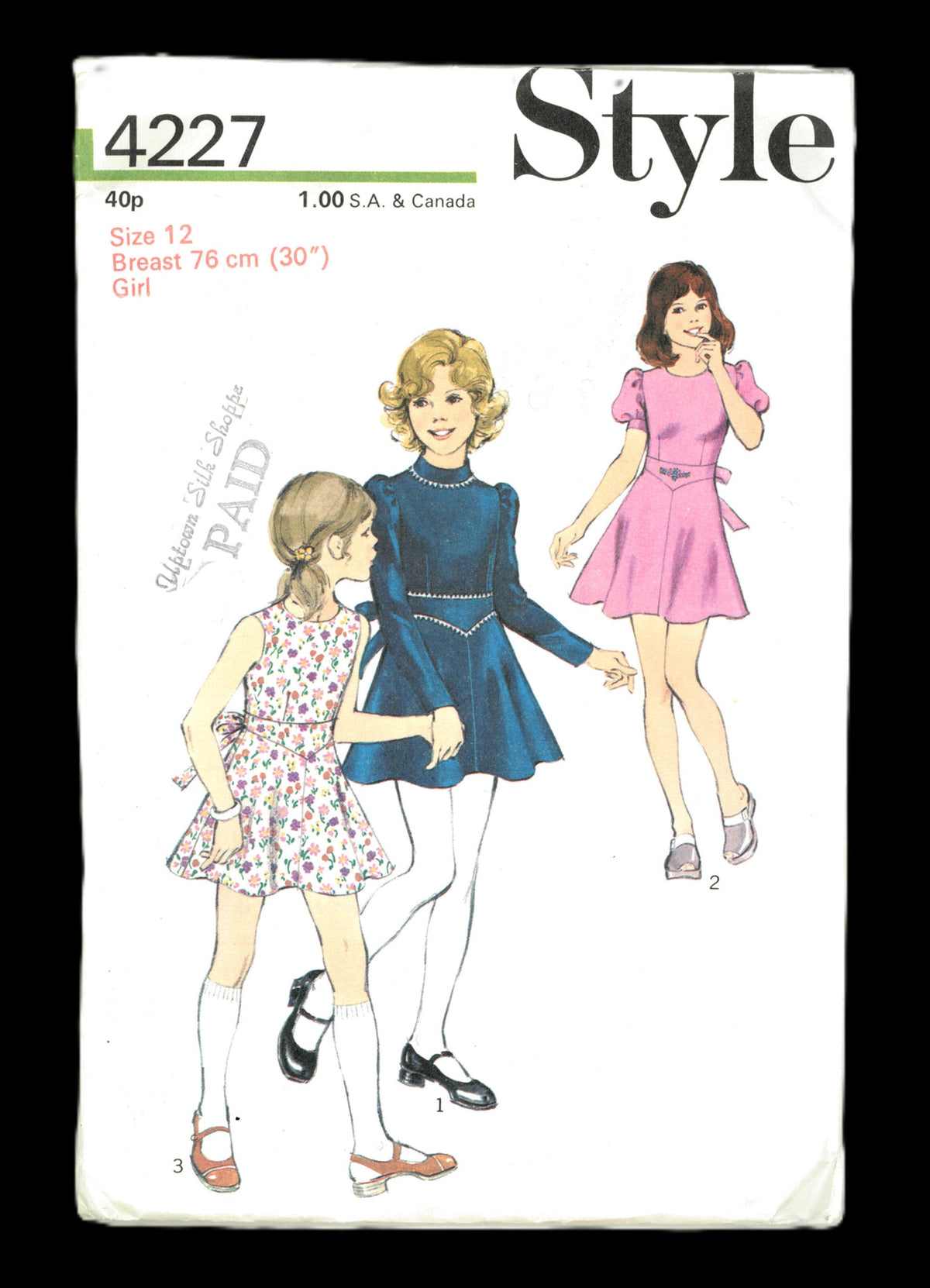 70s Style 4227 Girls Dress Sewing Pattern - UNCUT - Size 12