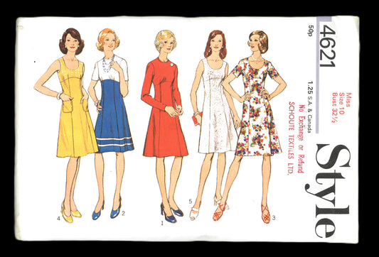70s Style 4621 Misses Dress Sewing Pattern - UNCUT - Size 10 or Size 12 or Size 14 or Size 16 or Size 18 or Size 20 or Size 40 or Size 42