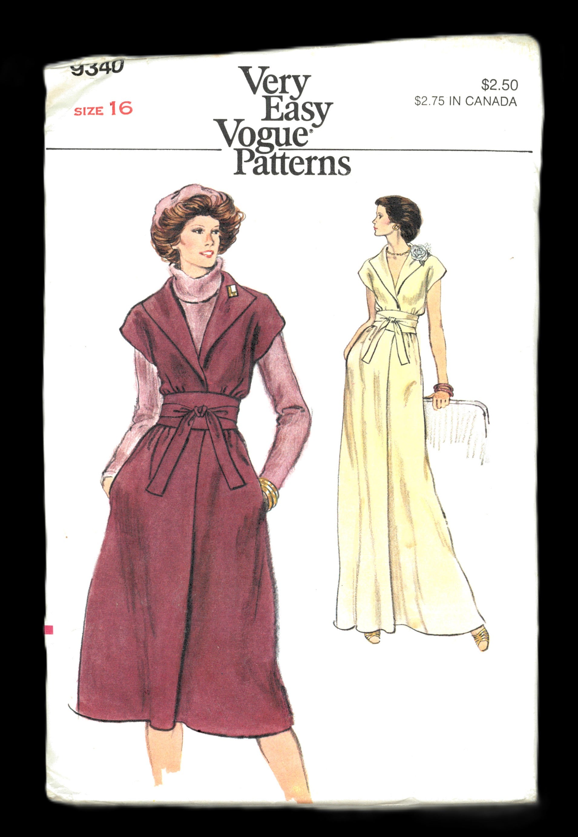 70s Vogue 9340 Misses Dress Sewing Pattern - UNCUT - Size 16