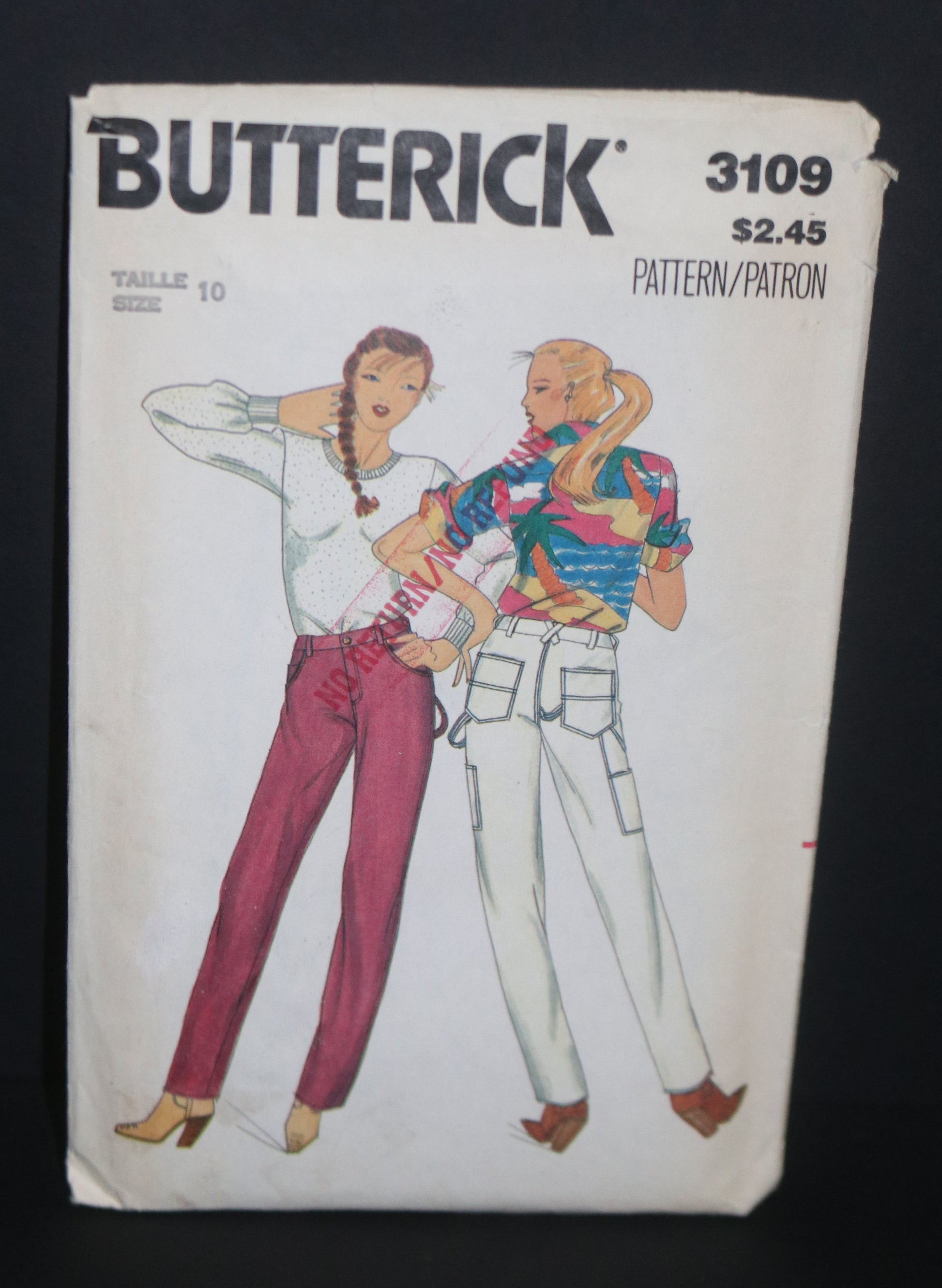 80s Butterick 3109 Misses Pants Sewing Pattern UNCUT Size 10
