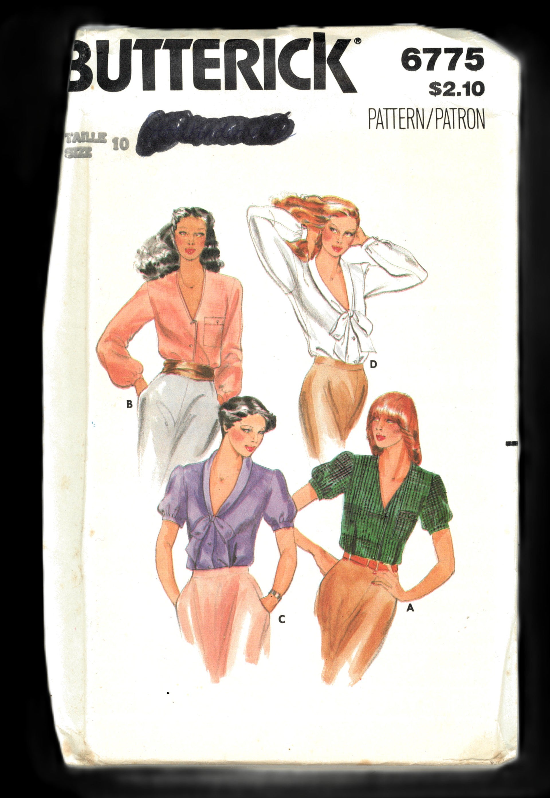 80s Butterick 6775 Misses Blouse Sewing Pattern UNCUT  Size 10