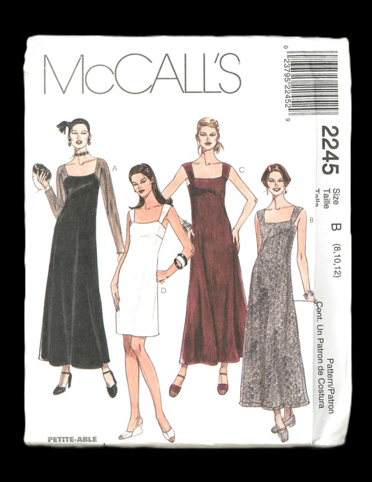90s McCalls 2245 Misses Dress in Two Lengths Sewing Pattern - UNCUT - Size 8 10 12