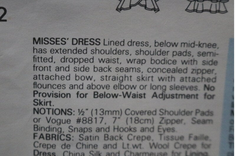 Vogue 1891 Bellville Sassoon Misses Dress Sewing Pattern  - UNCUT -  Size 12