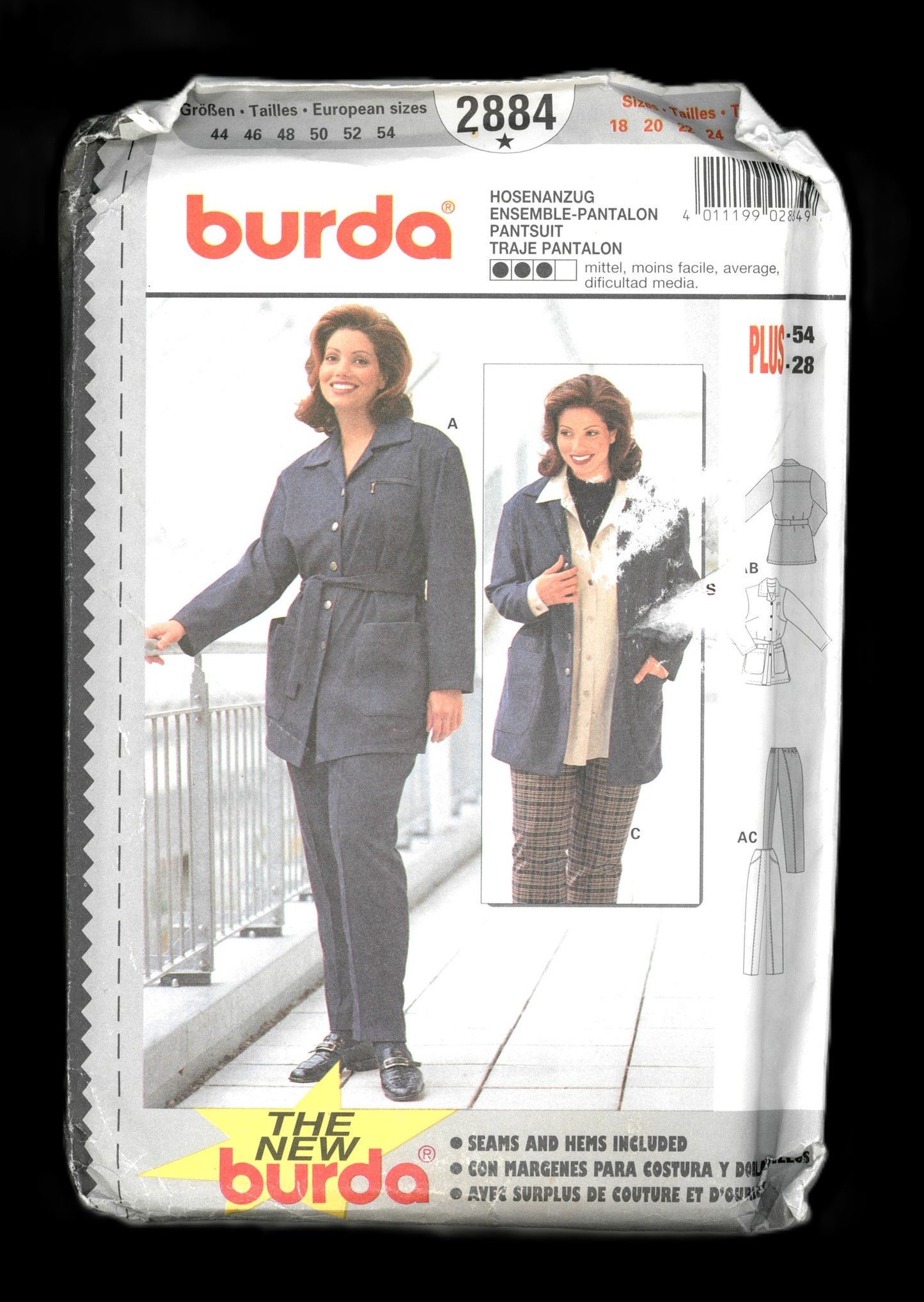 Burda 2884 Misses Pantsuit Sewing Pattern - UNCUT - Size 18 20 22 24 26 28