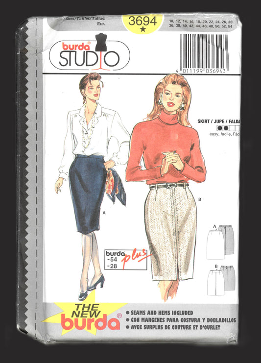 Burda 3694 Misses Skirt Sewing Pattern - UNCUT - Size 10 12 14 16 18 20 22 24 26 28
