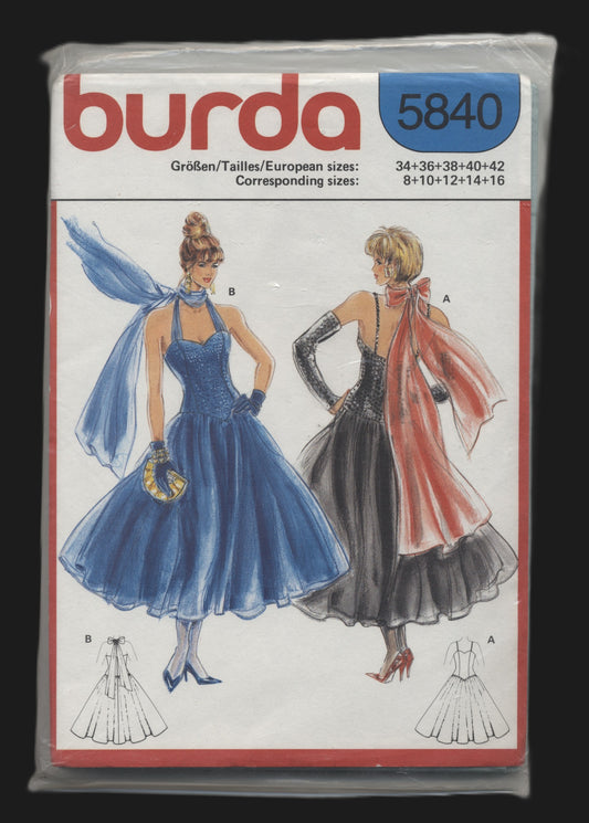 Burda 5840 Misses Dress Sewing Pattern - UNCUT - Size 8 10 12 14 16