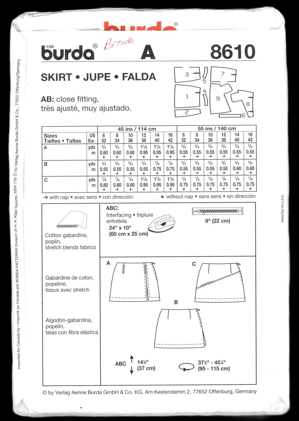 Burda Young 8610 Skirt Sewing Pattern - UNCUT - Size 6 8 10 12 14 16 ...
