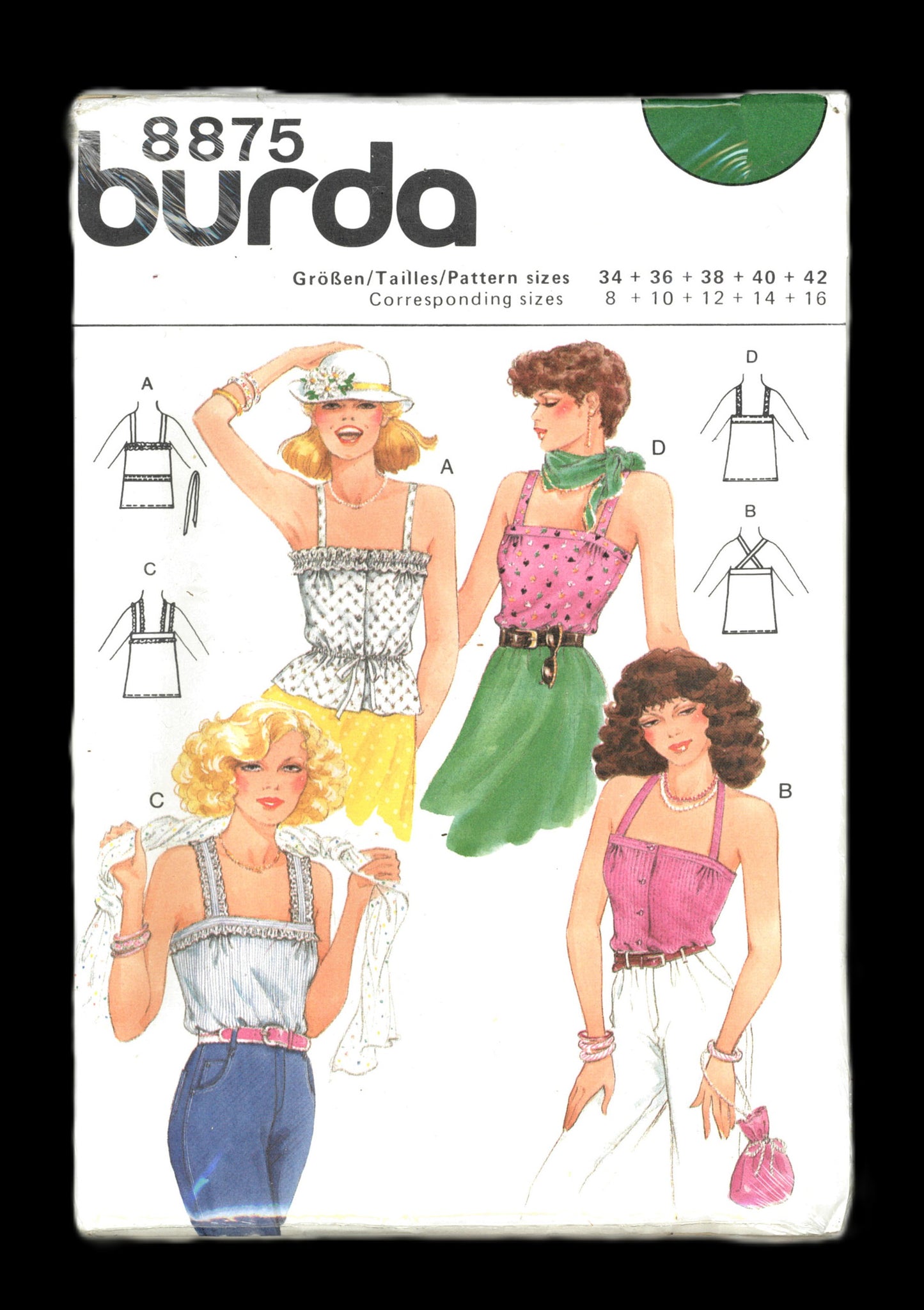 Burda 8875 Misses Summer Top Sewing Pattern - UNCUT - Size 8 10 12 14 16