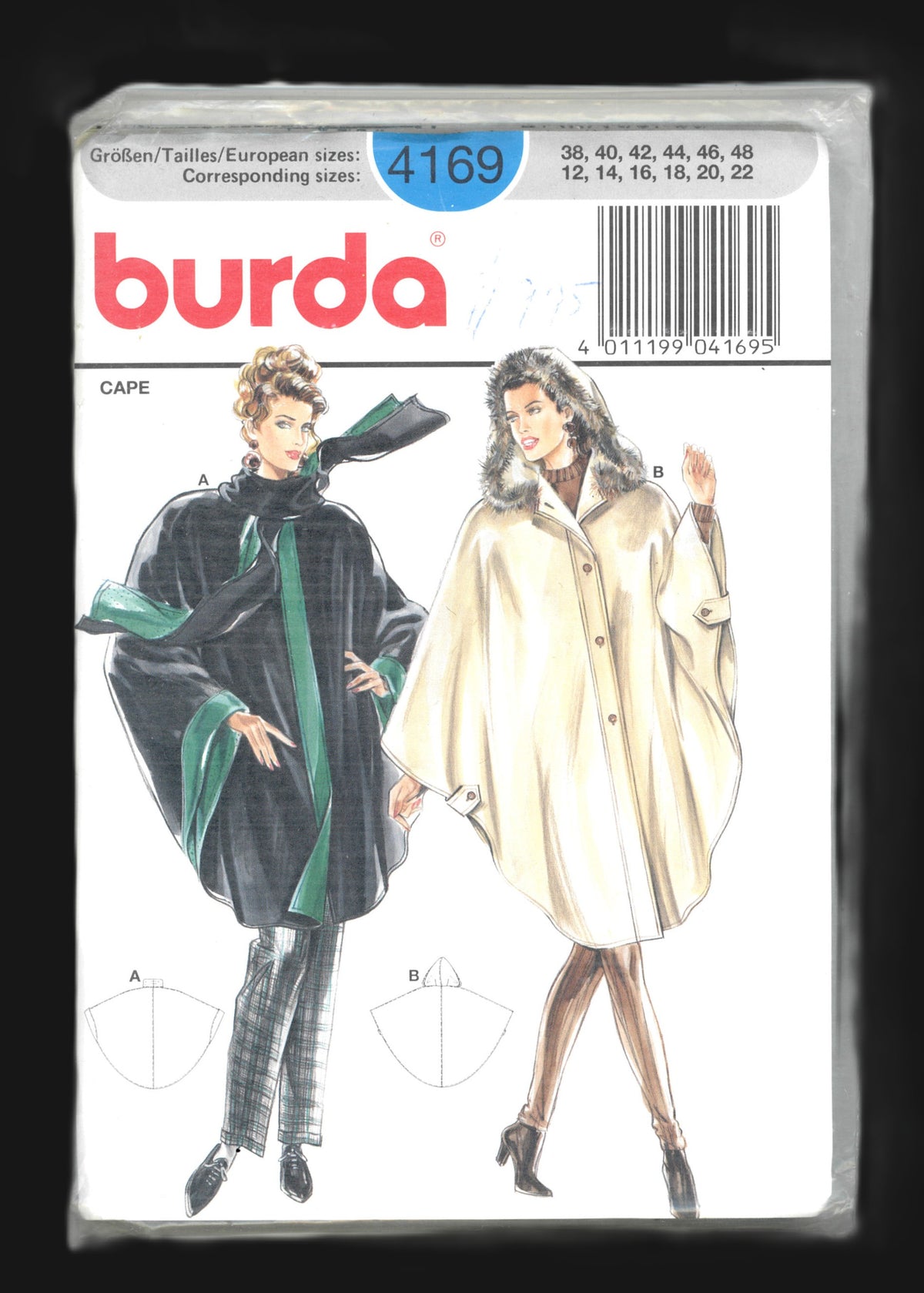 Burda 4169 Misses Cape, Hooded Cape and Scarf Sewing Pattern - UNCUT - Size  12 14 16 18 20 22