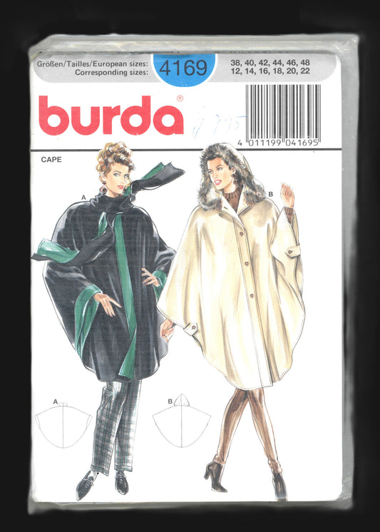 Burda 4169 Misses Cape, Hooded Cape and Scarf Sewing Pattern - UNCUT - Size  12 14 16 18 20 22