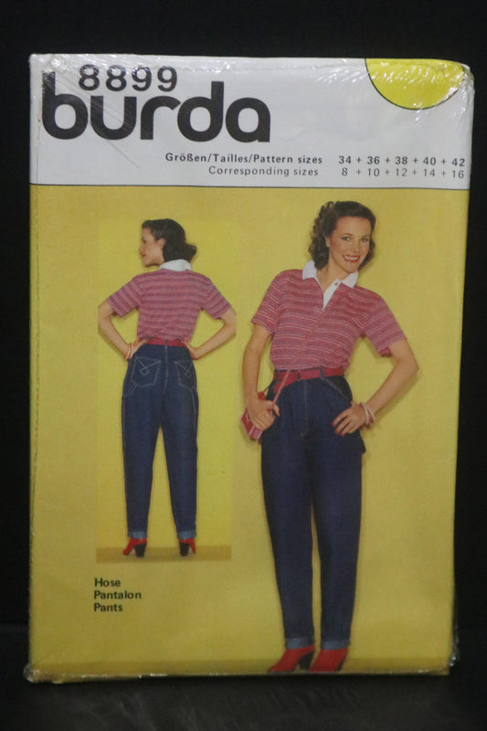 Burda 8899 Jeans Pants Sewing Pattern - UNCUT Size 8 10 12 14 16