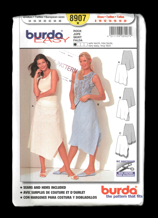 Burda 8907 Misses Skirt Sewing Pattern - UNCUT - Size 8 10 12 14 16 18 20