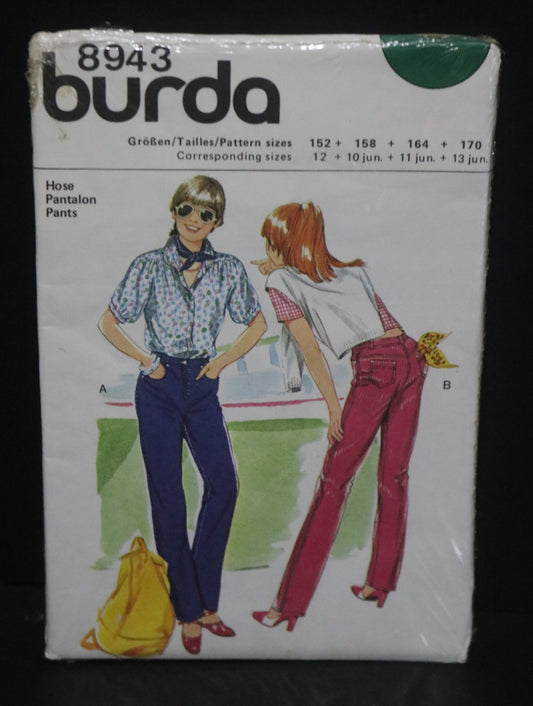 Burda 8943 Girls Junior Girls Jeans Sewing Pattern - UNCUT Size 12 10 jun 11jun 13jun