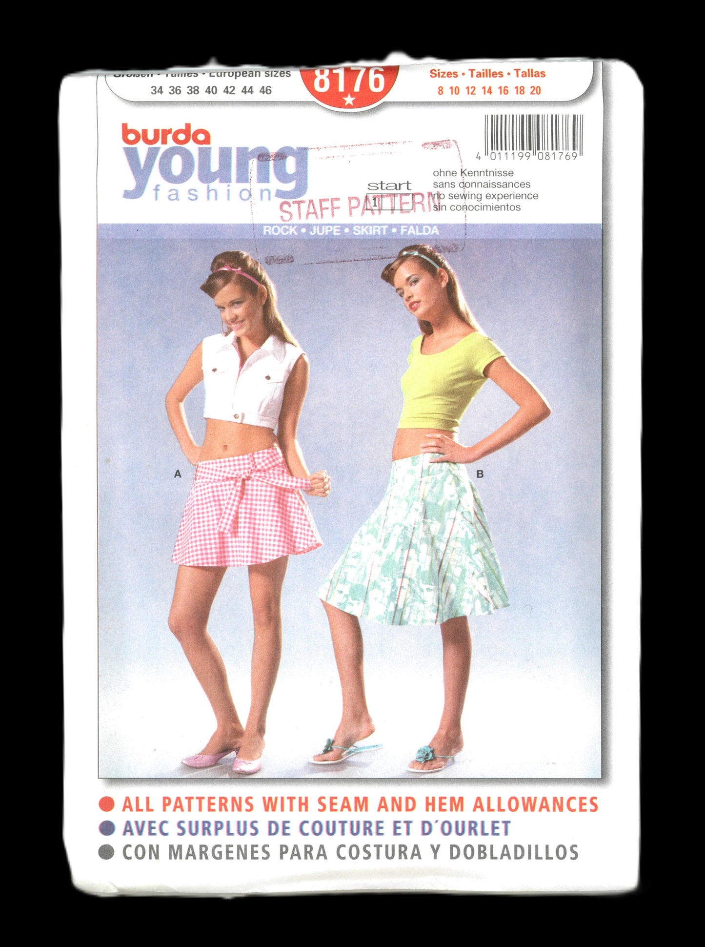 Burda Young 8176 Skirt Sewing Pattern - UNCUT - Size 8 10 12 14 16 18 20