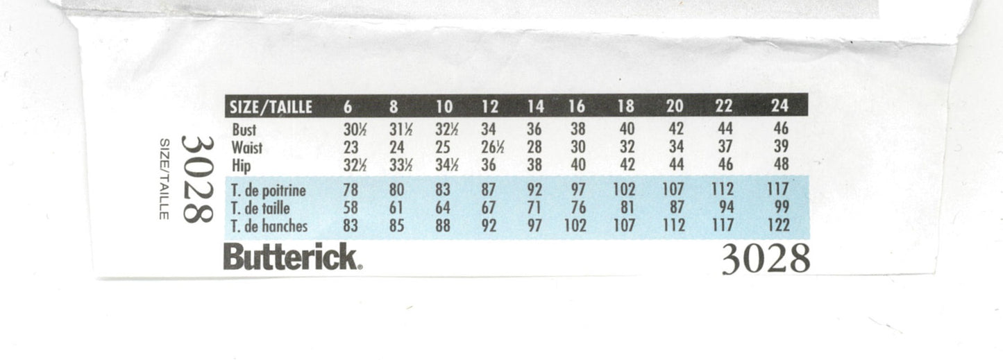 Butterick 3028 Misses / Misses Petite Top Sewing Pattern UNCUT  Size 12 14 16