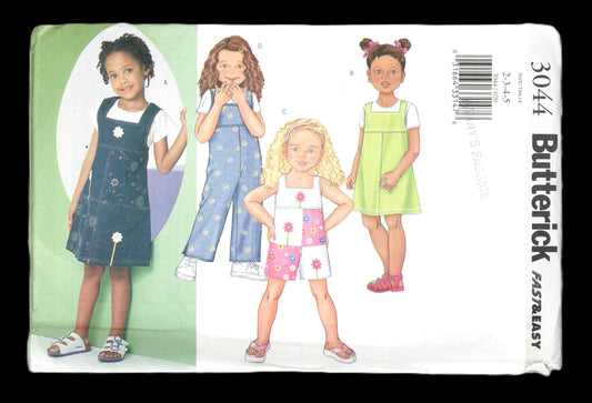 Butterick 3044 Childrens Girls Jumper and Jumpsuit Sewing Pattern - UNCUT - Size 2 3 4 5