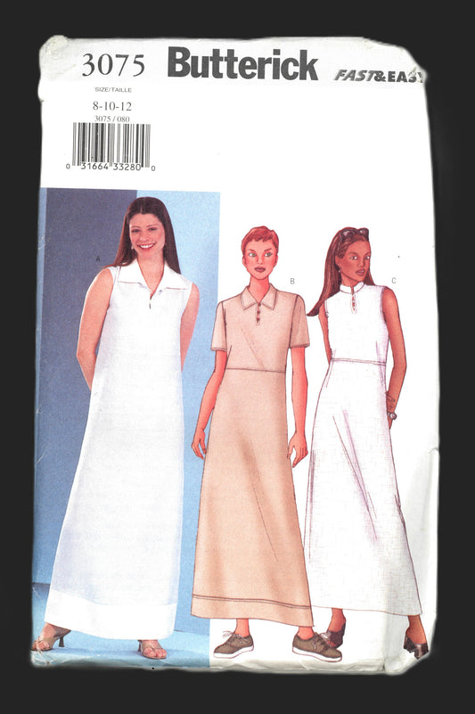 Butterick 3075 Misses / Misses Petite Dress Sewing Pattern UNCUT Size 8 10 12